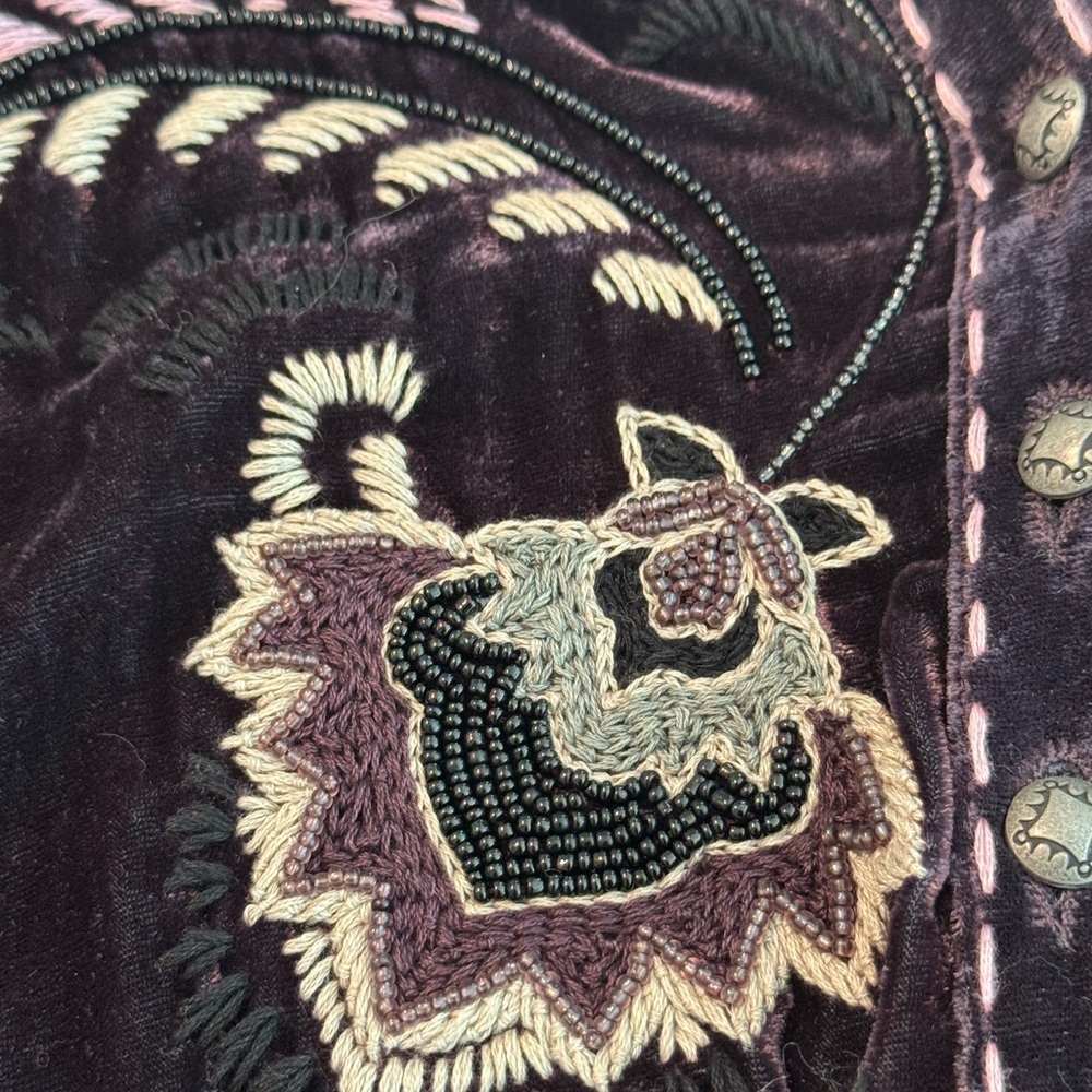 Double D Ranch Xiola heavily embroidered beaded Velvet Tunic NWOT - Picture 9 of 15